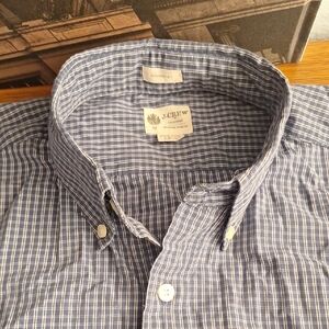 J. Crew Men's Navy Plaid Button-Down Shirt